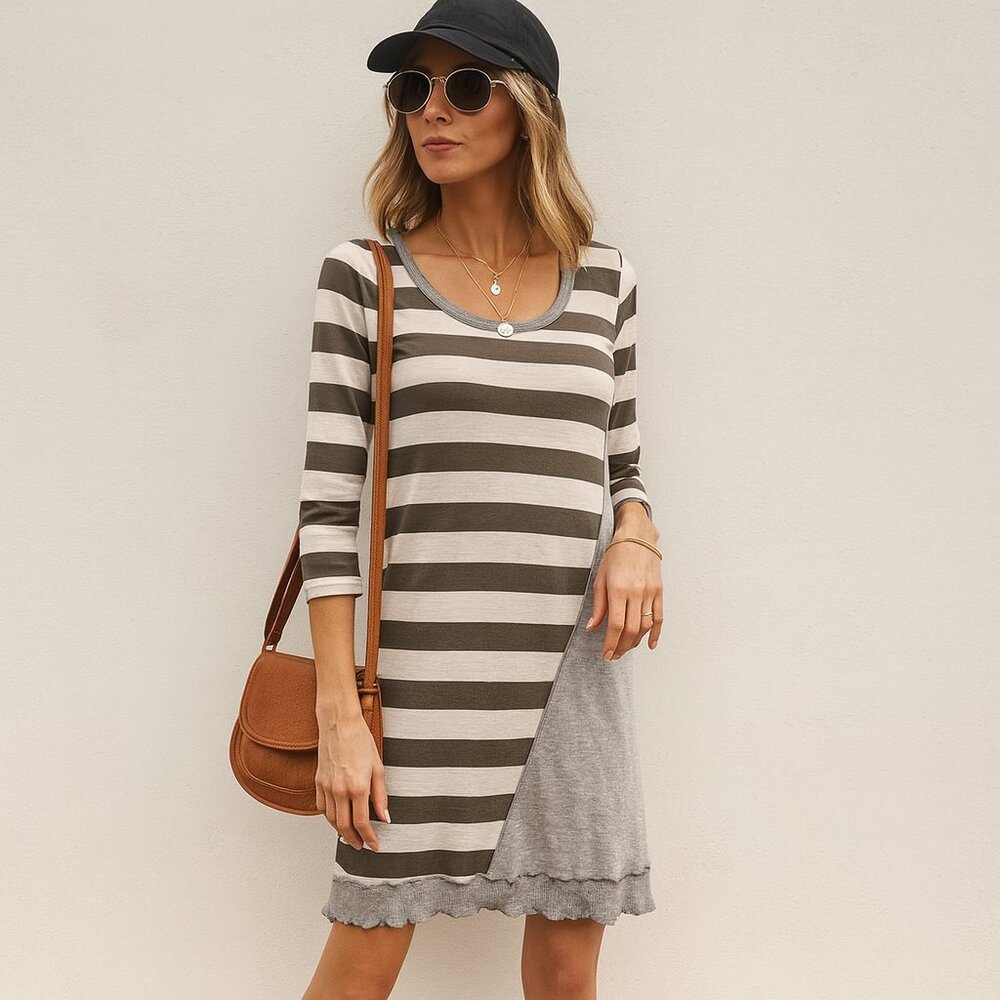 Pete dress women’s XS asymmetrical striped knit casual modern